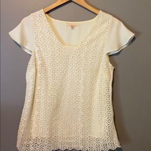 Ivory lace overlay top